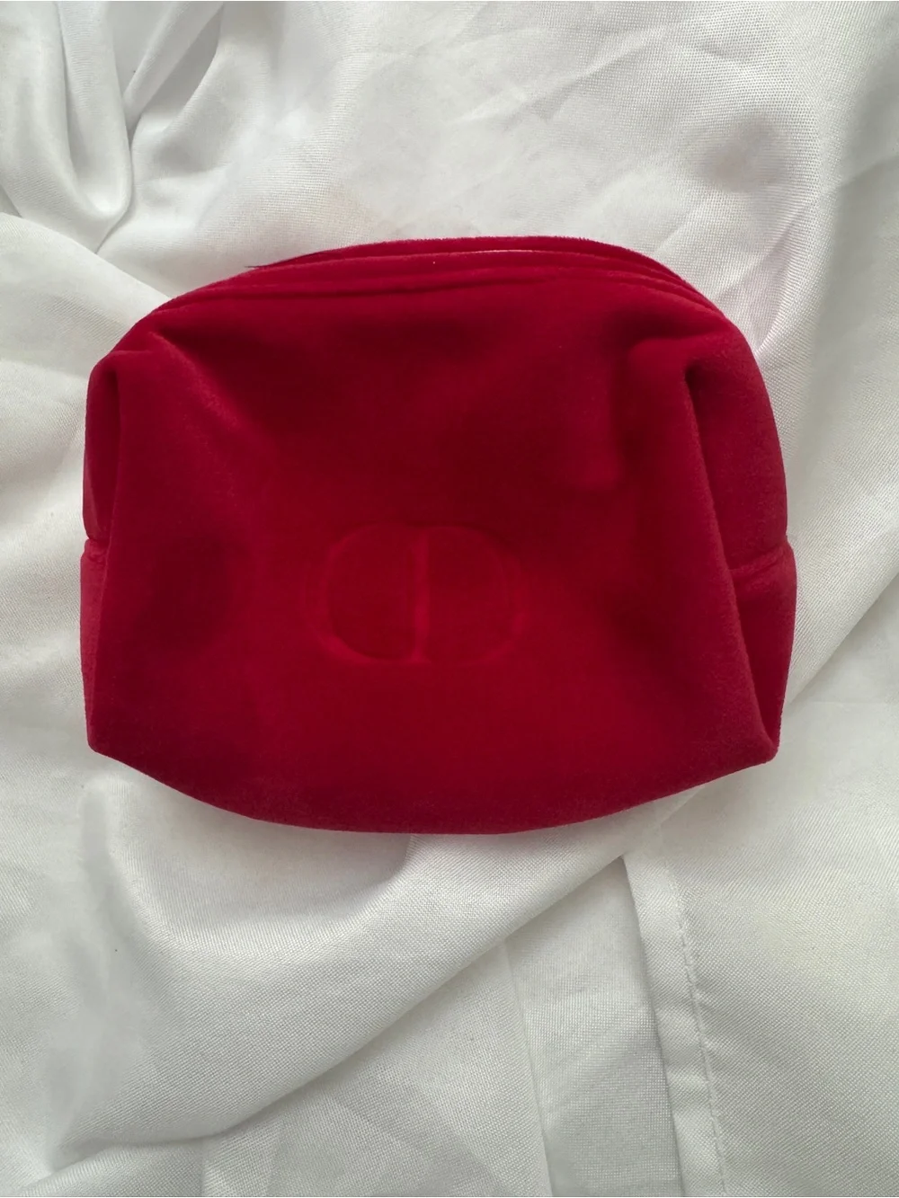 Dior Red Velvet Embossed Cosmetic Case